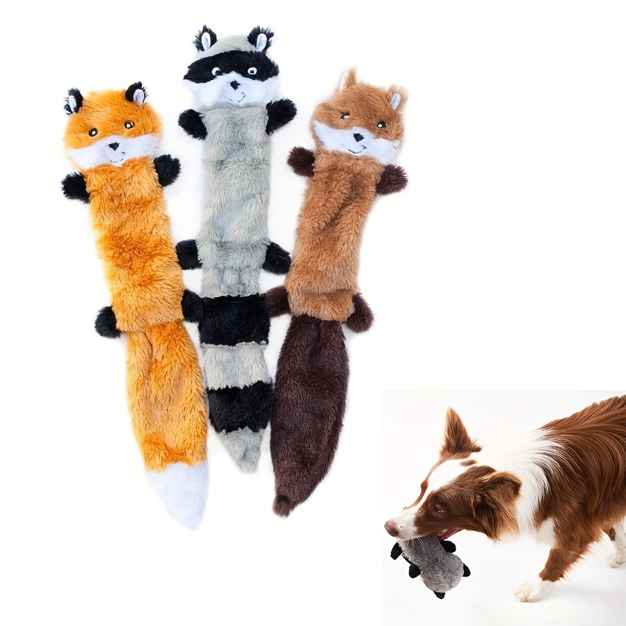 

1pc/3pcs, Fox, And Squirrel - No-fill Squeaky Dog Toys, Chew Toys For Small And Medium Breeds, 1pc/3pcs Soft Plush Toys, Flat No-fill Puppy Toys