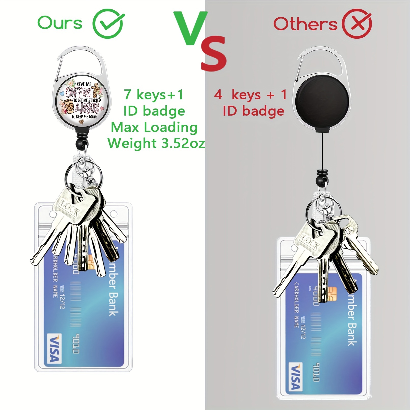 ID Badge Holder with Lanyard and Retractable Badge Reel Belt Clip, Funny Coffee Lover Key Keychain Lanyards Clip On Badge Extender Vertical ID Sleeve