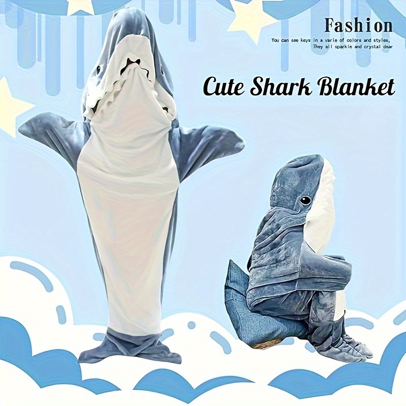 Manta de franela de tiburón con capucha, manta usable, Sudadera