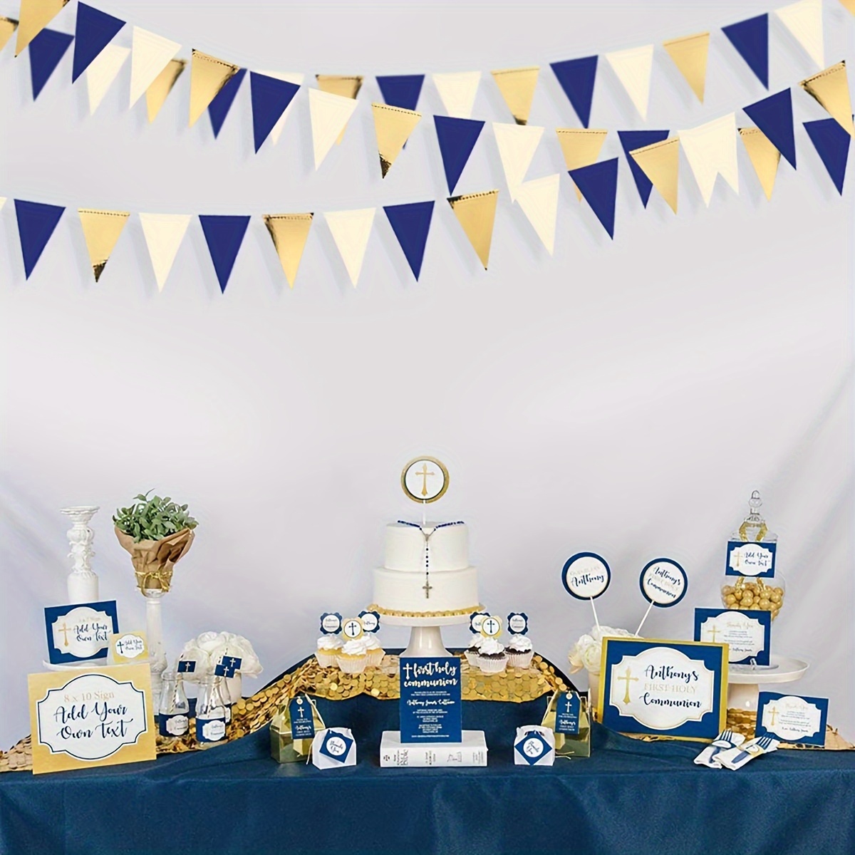 Navy Blue Gold Beige Party Decorations Royal Blue Gold - Temu