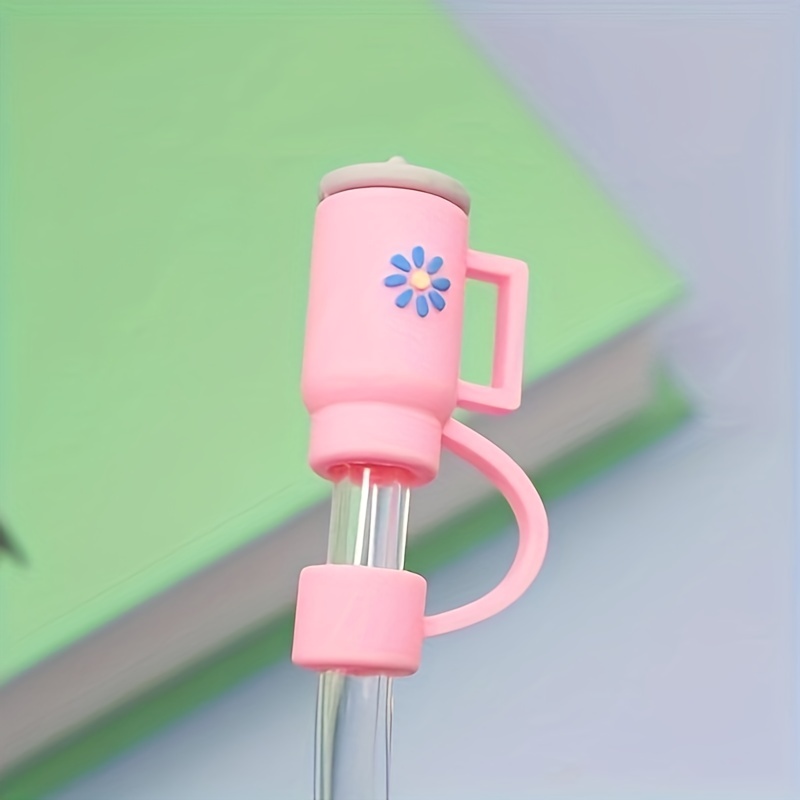 Flower Tumbler Design Straw Cover For Stanley Cups, Silicone Straw Topper  Compatible With & Tumbler With Handle, Straw Tip Covers - Temu