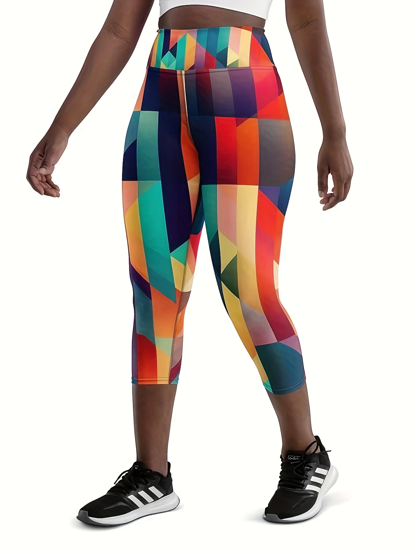 Plus Size Sports Leggings Women's Plus Geometric Print High - Temu