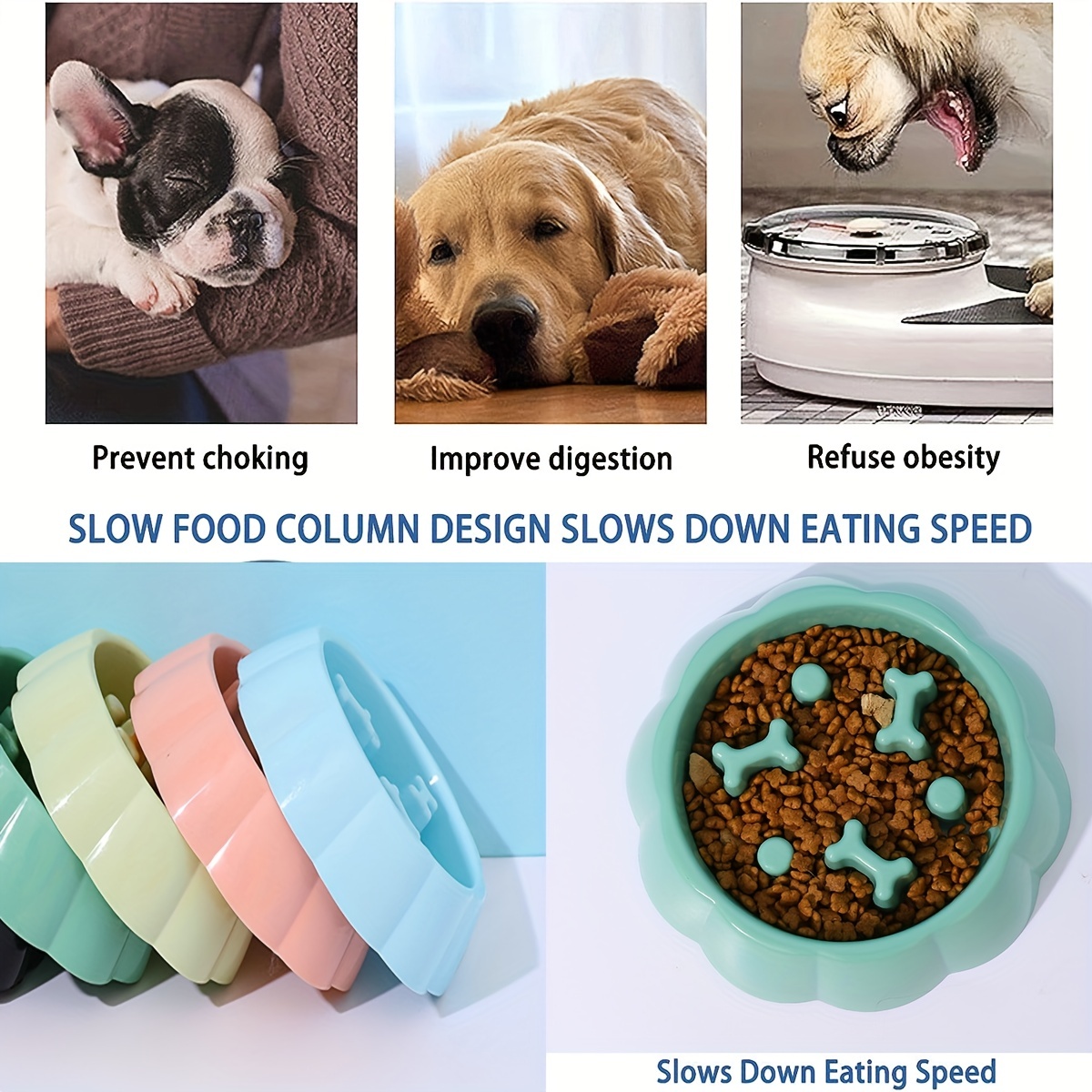 Pet Slow Feeder Dog Food Bowl Non Slip Puzzle Eating Dish Puppy Interactive  Bowl