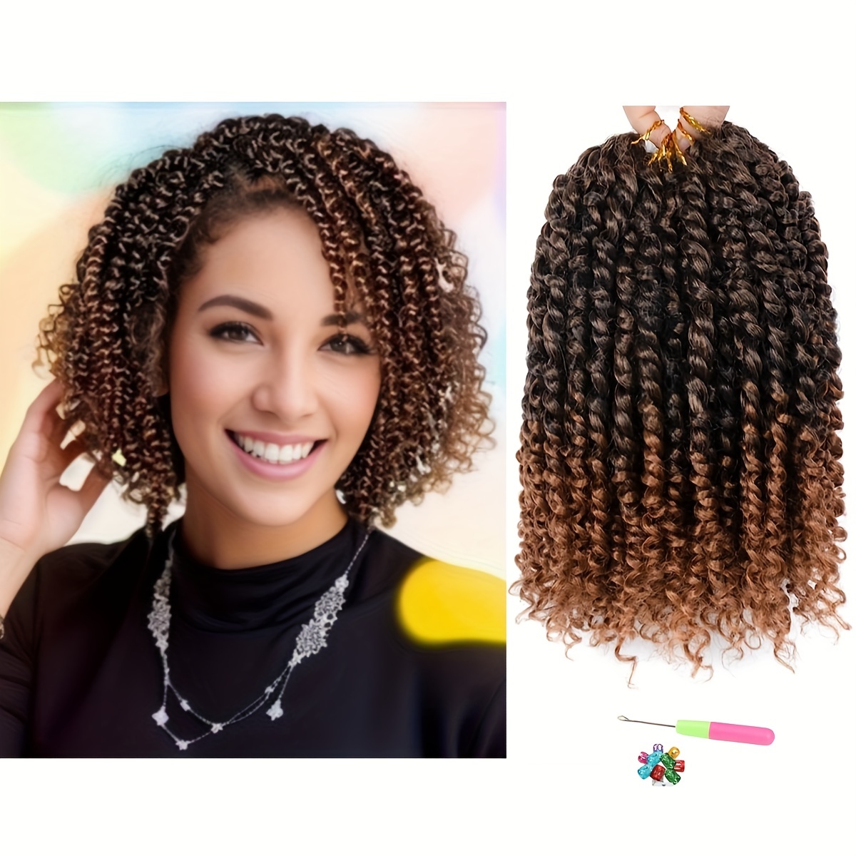  8 Inch Short Passion Twist Hair 6 Bundles Kinky Curly Crochet  Hair for Black Women Curly Braiding Hair Crochet Braids Hair（6Bundles8  Inch, 1B/30） : Beauty & Personal Care