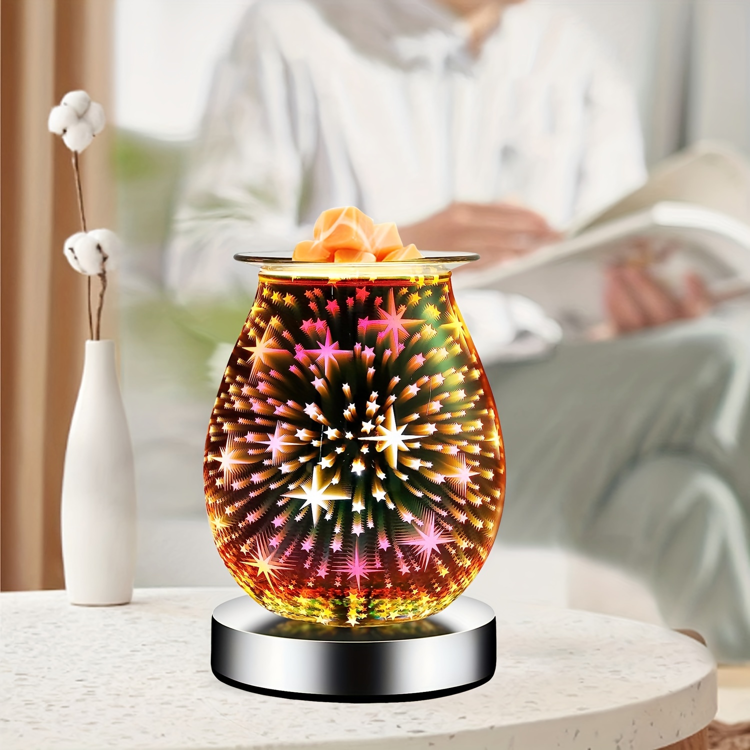 Wax Warmer for Scented Wax Melters,Glass Wax Melt Warmers Electric,Scented Wax Burner with Night Light,Wax Melter Warmer for Christmas Gifts&Office