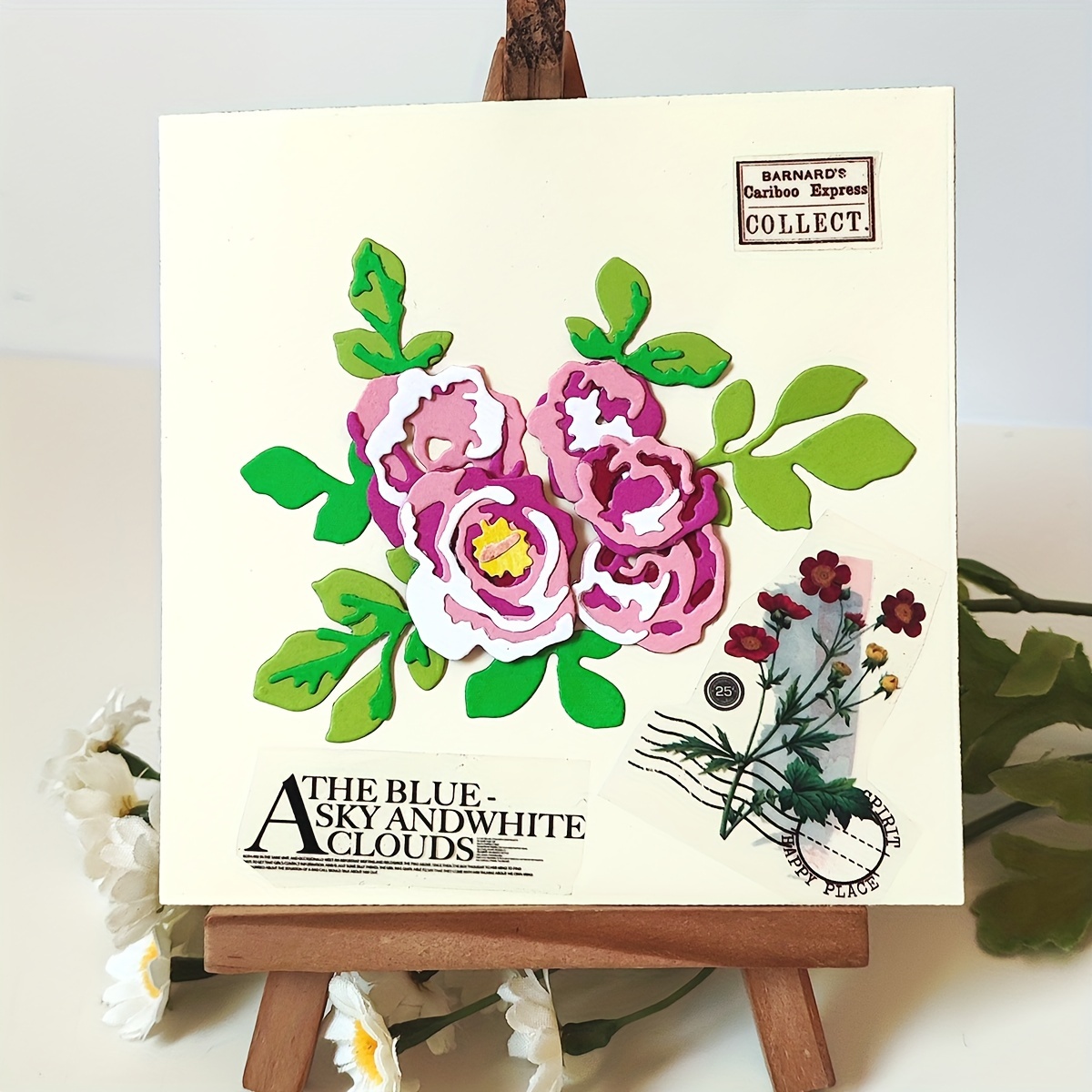 Rose Flower Stamp And Cutting Dies Set For Diy Scrapbooking - Temu