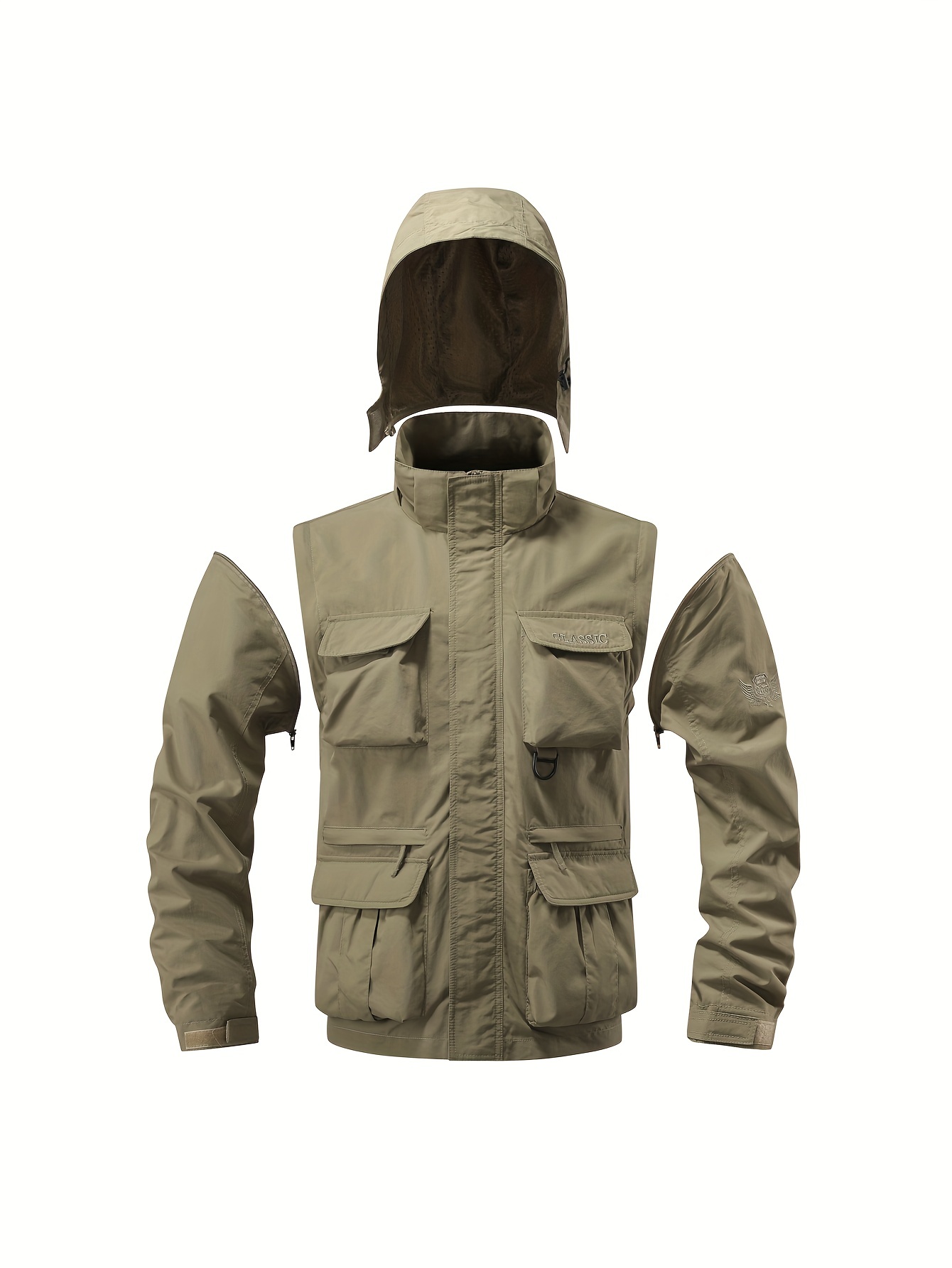 Detachable Windbreaker Hooded Jacket Men's Casual Waterproof - Temu Canada