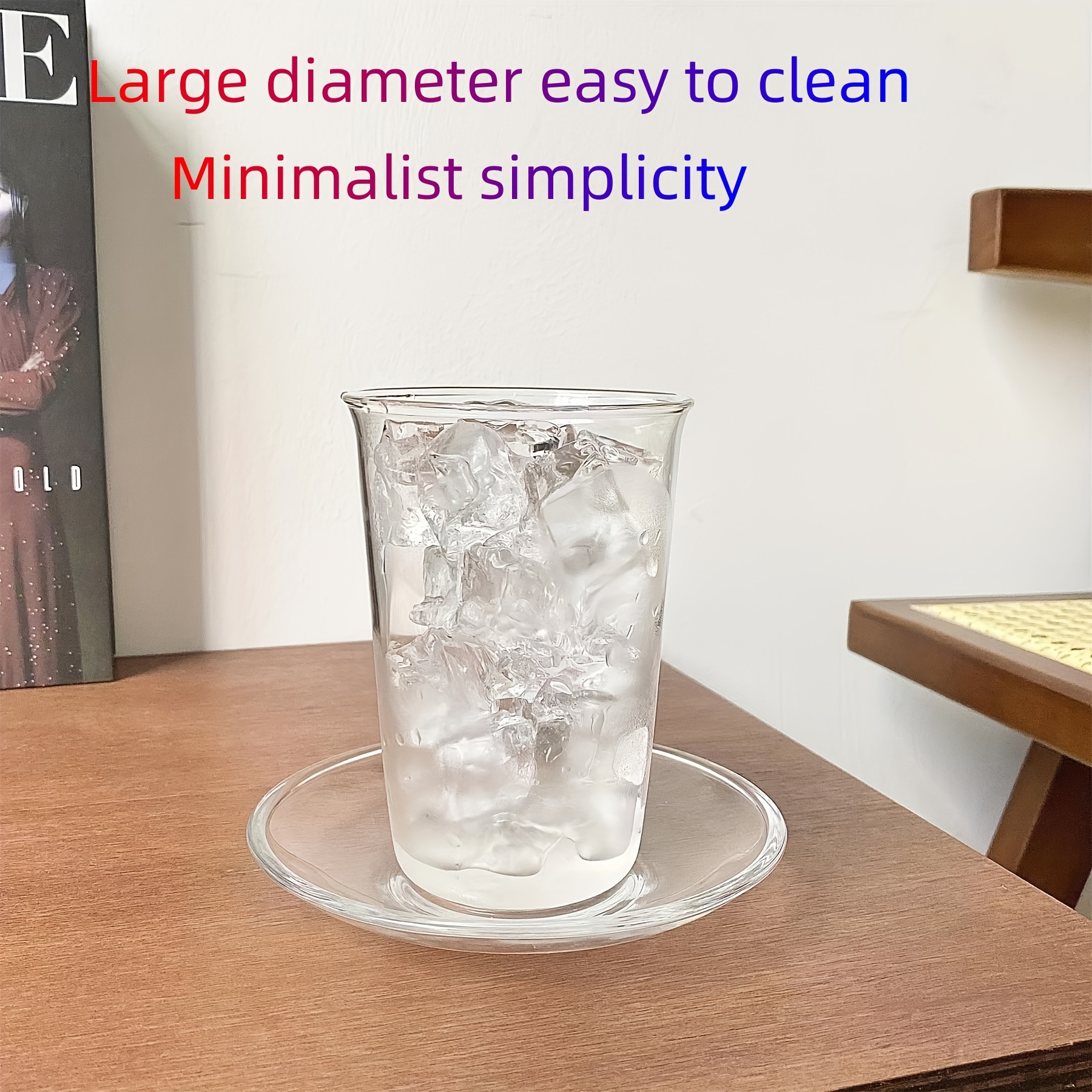 1pc Glass Cup, Modern Clear Textured Detail Cup For Home