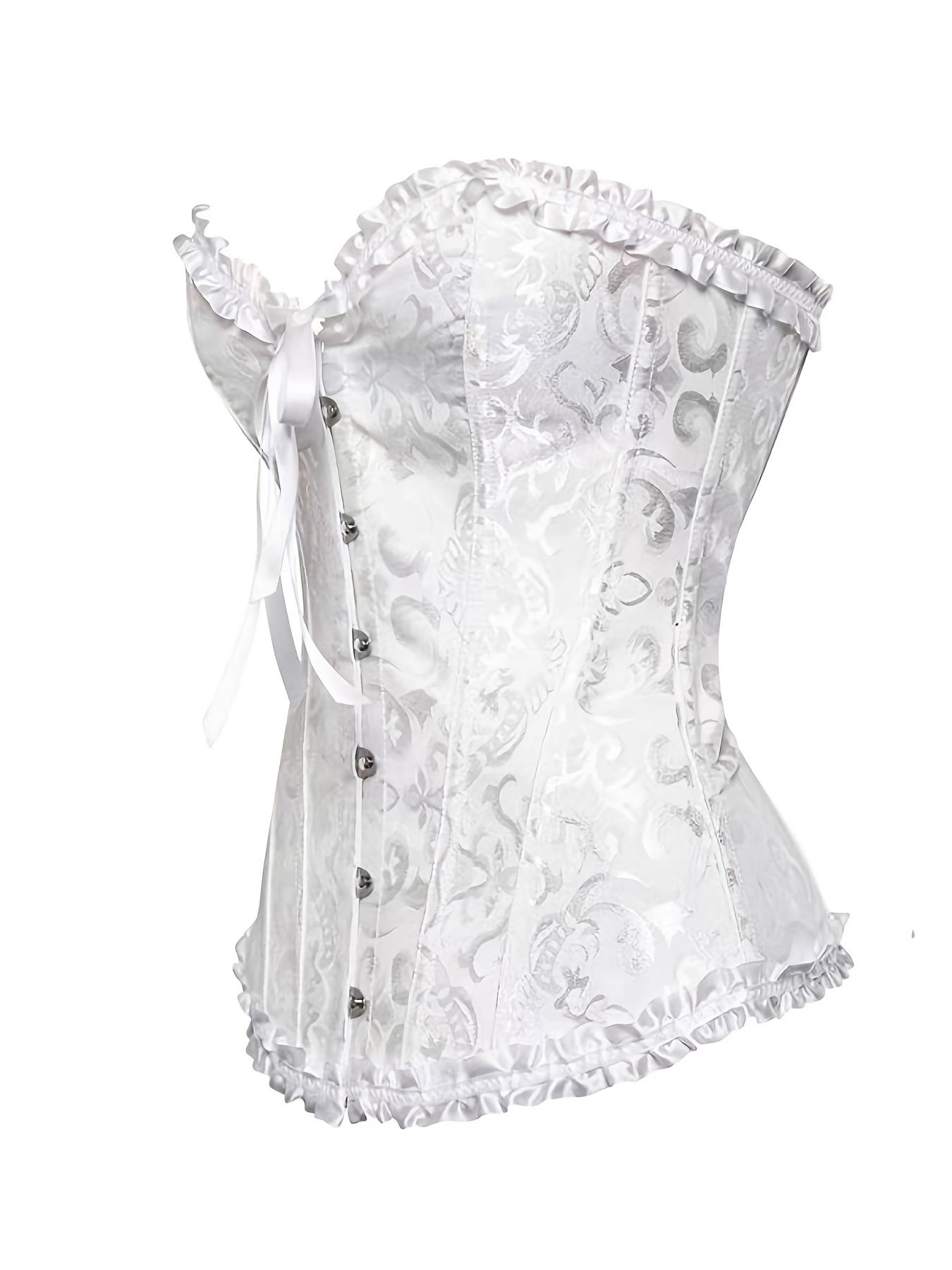 Taqqpue Womens Vintage Floral Print White Corset Sexy Lace