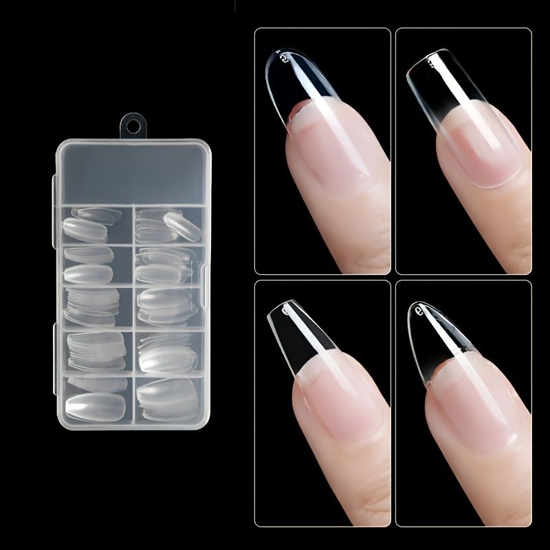 100pcs Fake Shape Transparent Gel Full Diy Art Tip Nails Coffin False Cover Acrylic  Gel Nails Tips | High-quality & Affordable | Temu