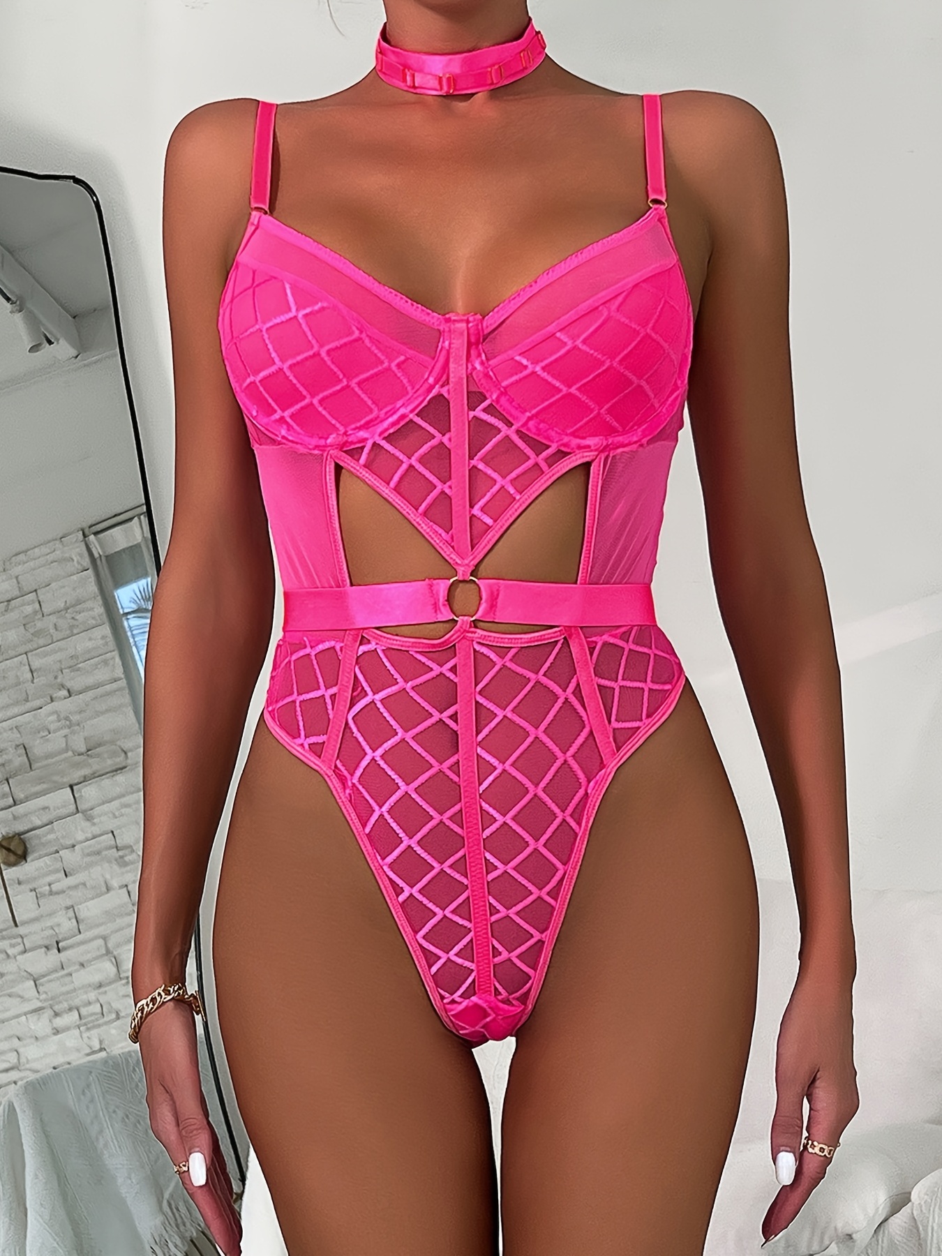 Buy Womens One Piece Lingerie Thong Leotard Sexy Fishnet See