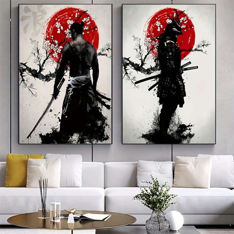 Retro Japanese Samurai Painting Wall Art Canvas For Living Room Decor  Frameless Cuadros Decor Temu Australia