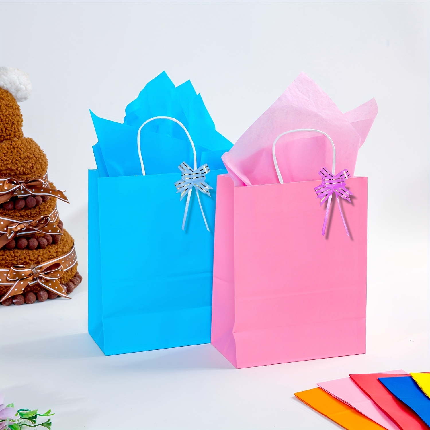 Kraft Paper Party Gift Bags 8 color Gift Bags Medium Size - Temu