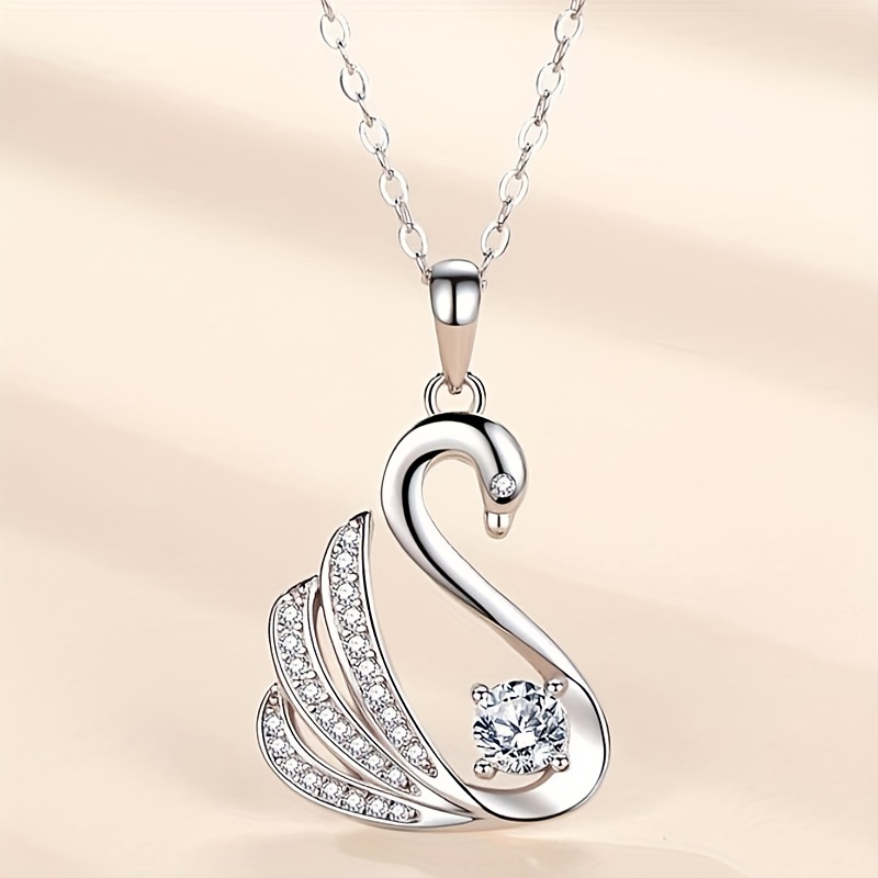 Rhinestone swan pendant chain necklace deals 1pc