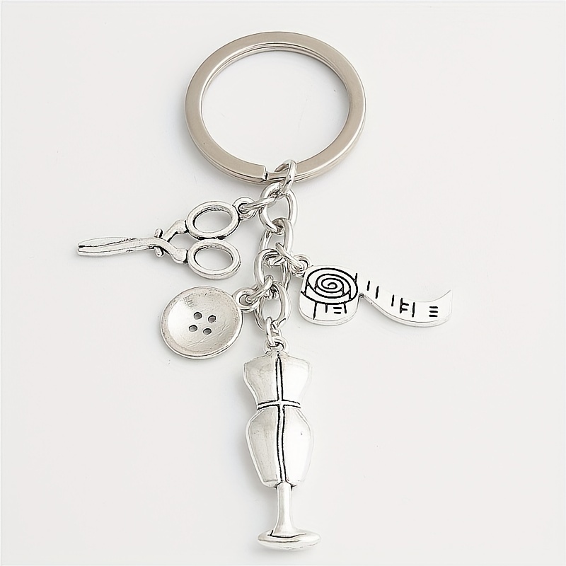 Sewing Key Rings - Sewing Machine, Ruler, Scissors