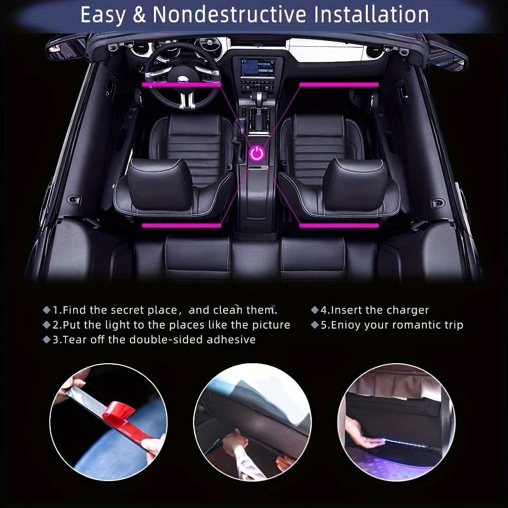 Neon-LED-RGB-Auto-Unterleuchtlicht Fernbedienung / App-Steuerung Flexible  wasserdichte LED-Streifen-Auto-Unterbodenbeleuchtung dekorative Lampe