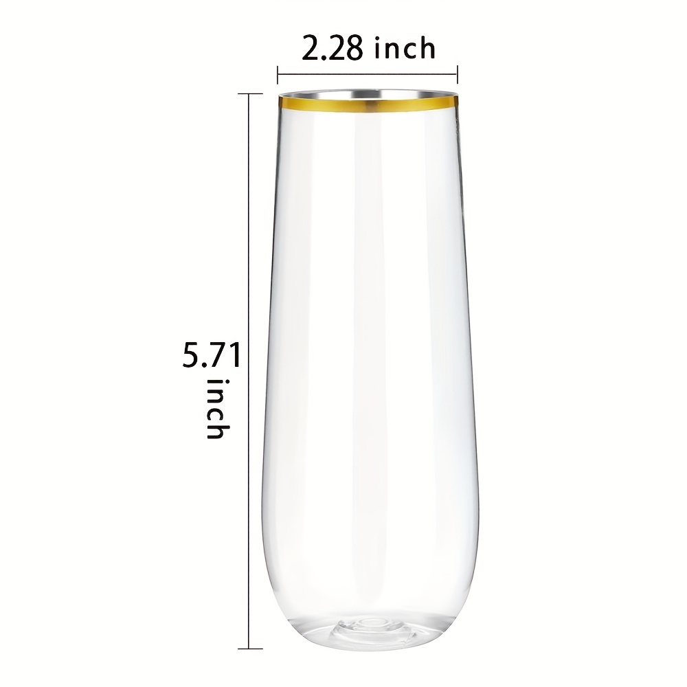 Plastic Stemless Champagne Flutes, Disposable Unbreakable Toasting Glasses  With Golden Rim, Fancy Shatterproof Champagne Glasses, Ideal For Wedding,  Birthday Decor, Party Decor, Easter Decor - Temu