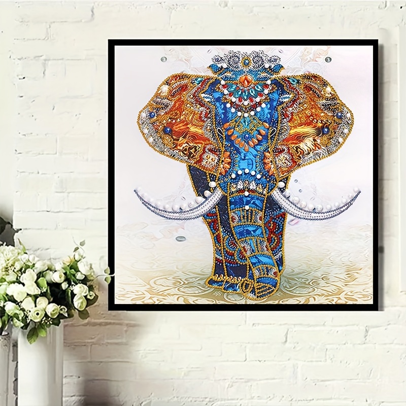1pc 5D Diamond Painting Kit - Elephant Shaped Diamond - Frameless - 15.7x15.7 Inches - Adult DIY Art Project - Relaxation And Stress Relief - Perfect Gift For Any Occasion