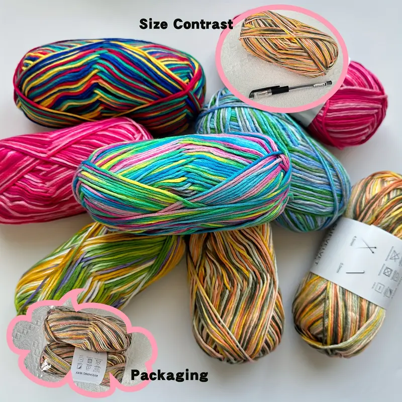 Cotton Colorful Section Dyed Yarn Multi color Medium Thick - Temu