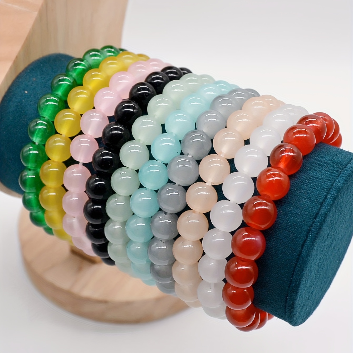Glass Crystal Beaded Bracelets Men Handmade Stretch - Temu