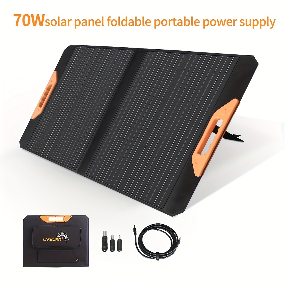 Panel solar portátil plegable de 60 W, soporte paralelo tecnología ETFE 18V  DC salida para generador portátil, estación de energía, RV, barco, batería
