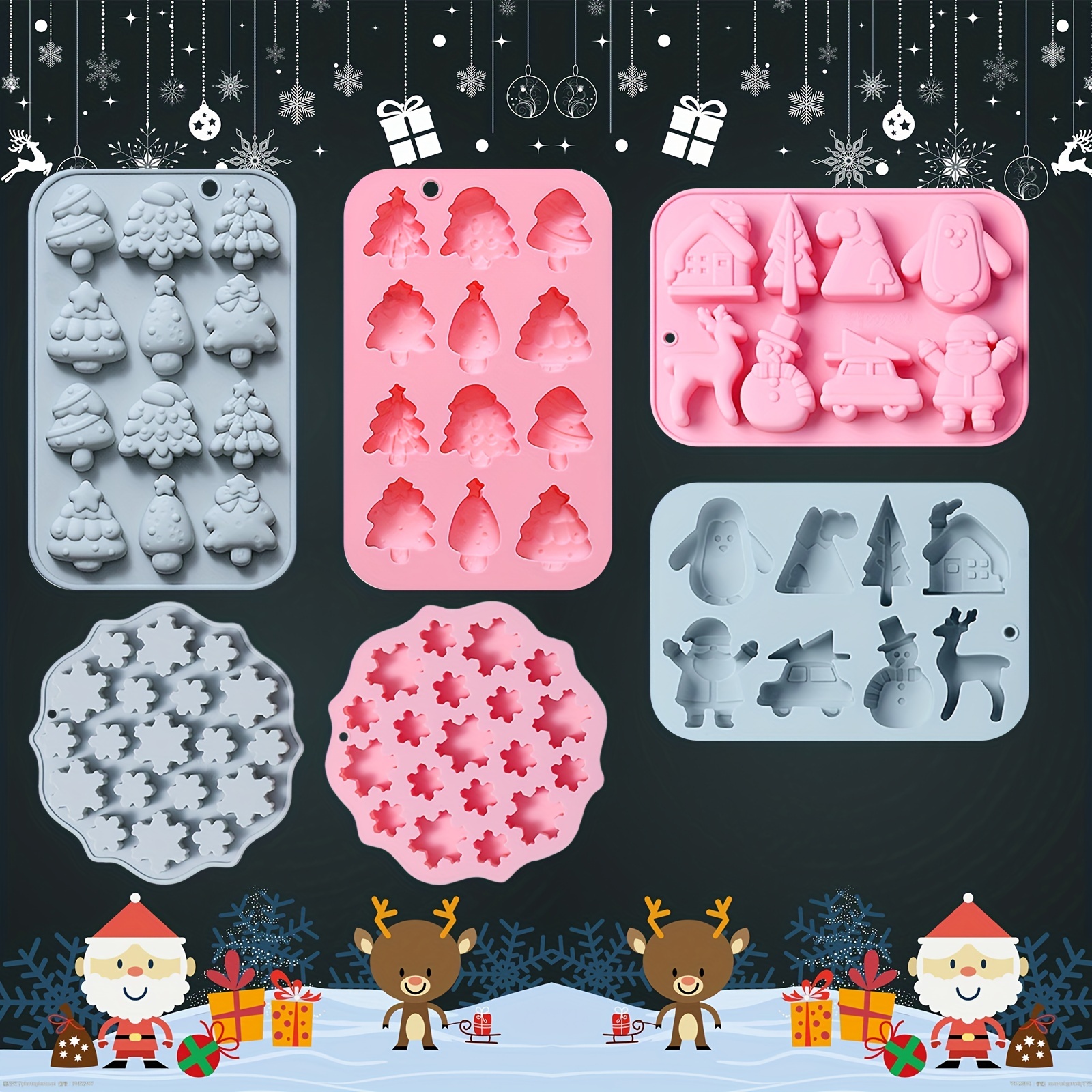 Christmas Silicone Chocolate And Candy Molds, Reusable And Non-stick Small  Candies Baking Molds, Kitchen Baking Tools (xmas Themed Red/green) - Temu