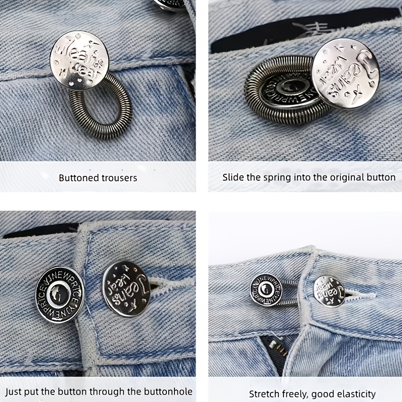 Cheap Metal Jeans Button Extender Free Sewing Adjustable Pants Waist  Extender Buttons Retractable Waistband Buckle DIY Skirts Trousers