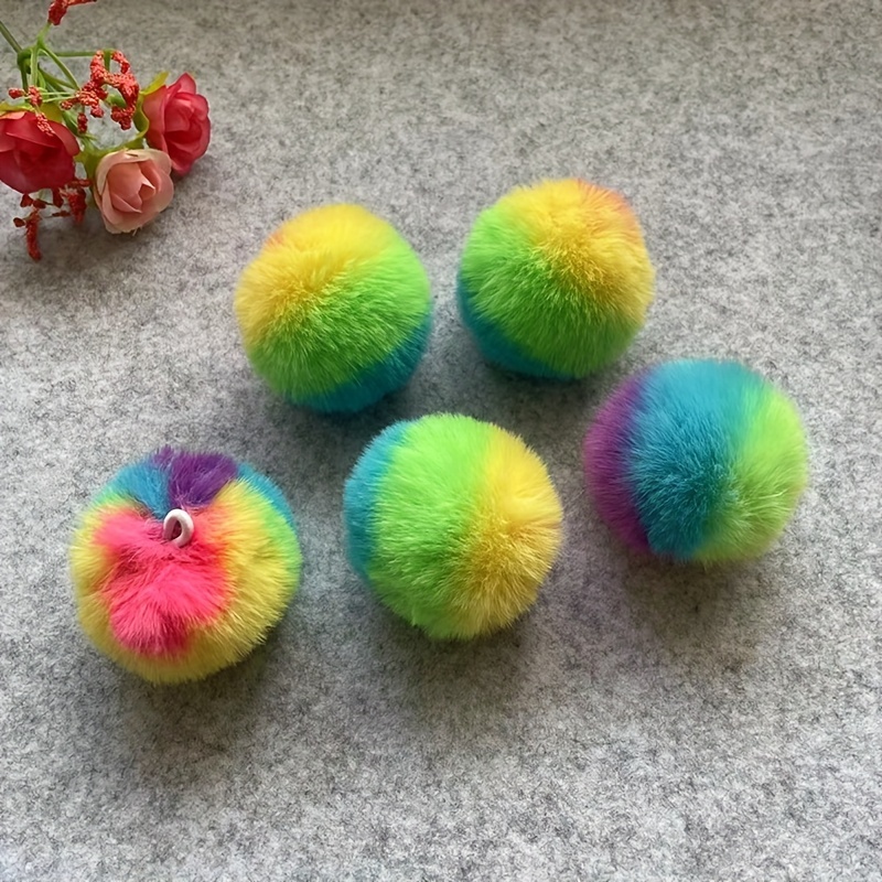 4/5cm Small Colorful Plush Fluffy Faux Fur Ball With Rubber Band