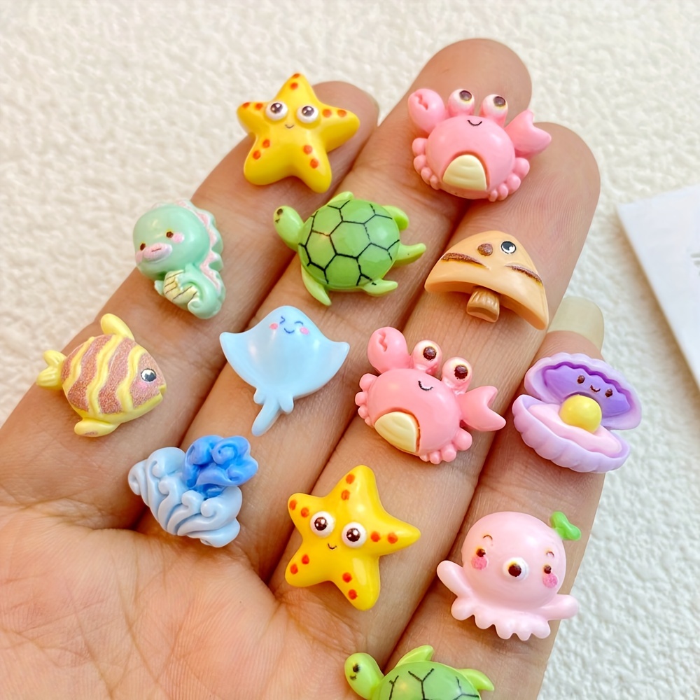 

20pcs Adorable Mini Cartoon Ocean Series Nail Art Accessories, Seahorse, Octopus, Crab, Turtle, Starfish Series Resin Nail Art Charms- Perfect For Jewelry Making, Manicures, Hairwear, Phone Cases