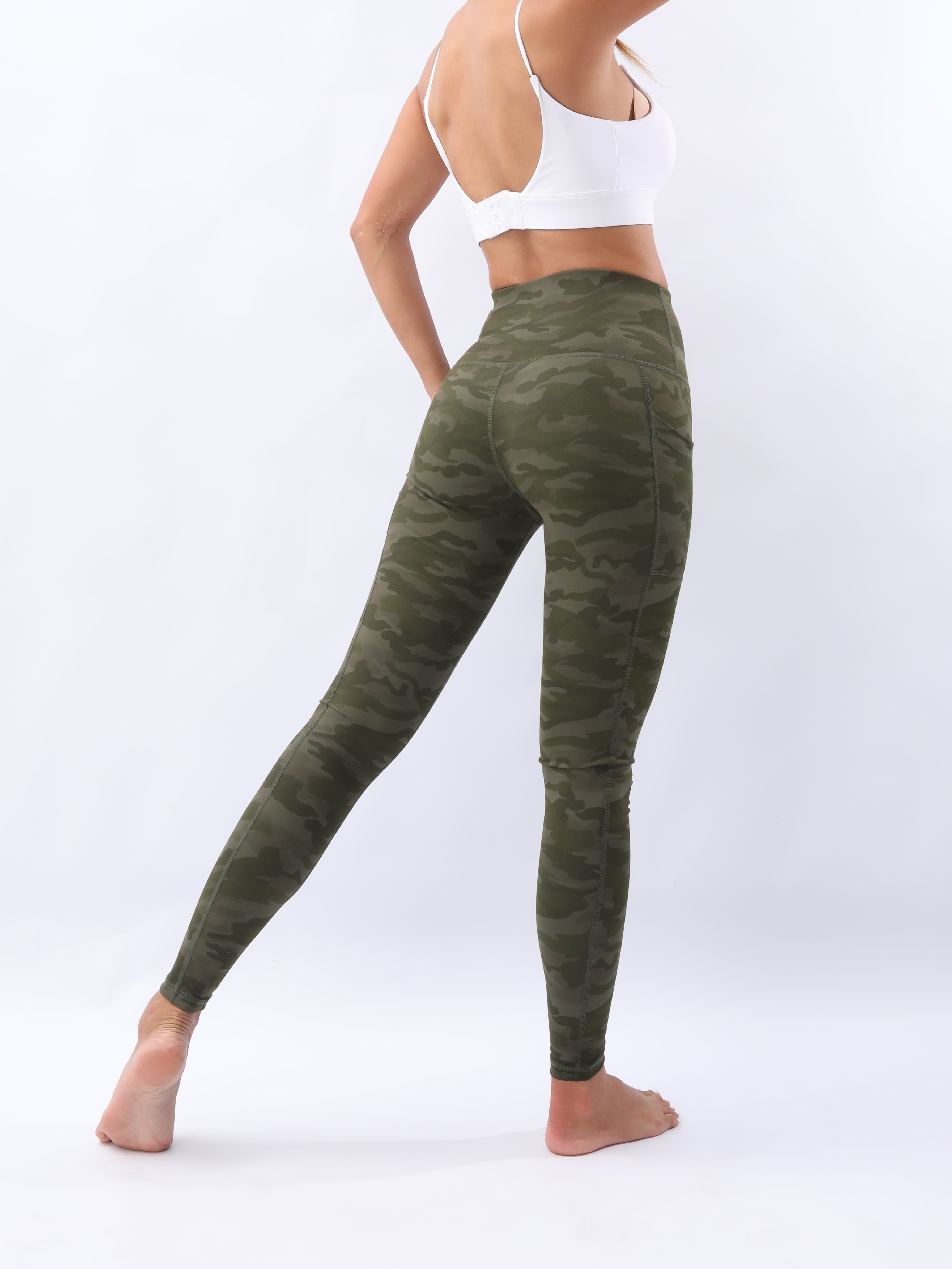 Camo Slim Fit Yoga Pants High Stretch Pockets Fitness Yoga - Temu