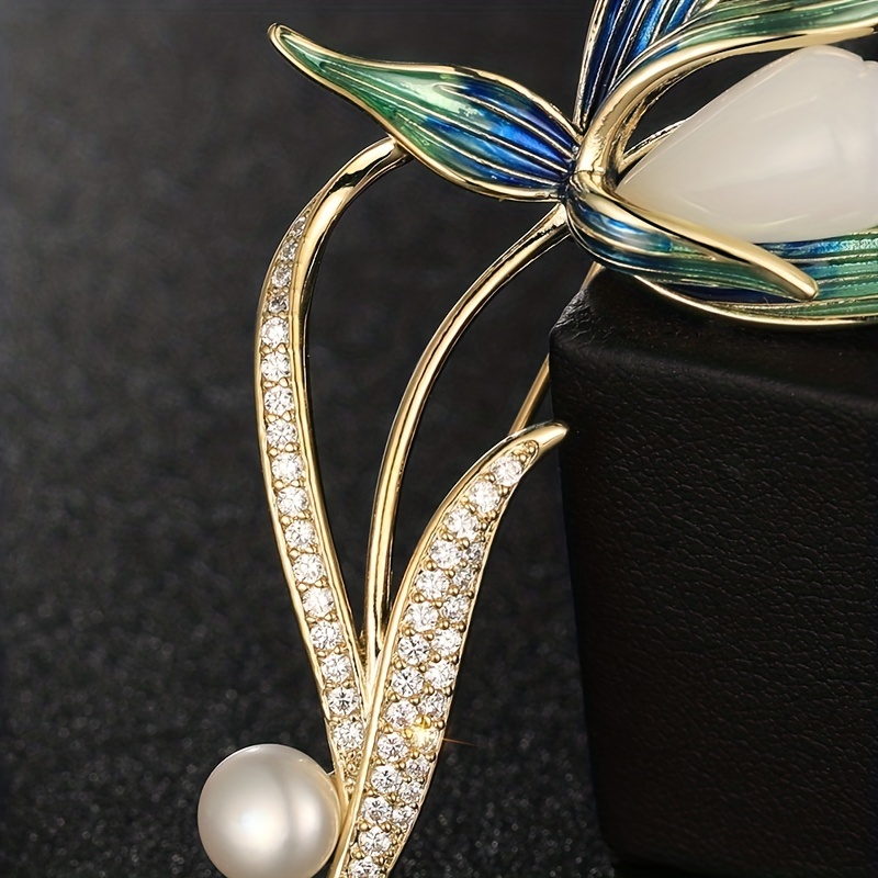 Moda Lujo Elegante Faux Pearl Flor Broches Prendedores - Temu