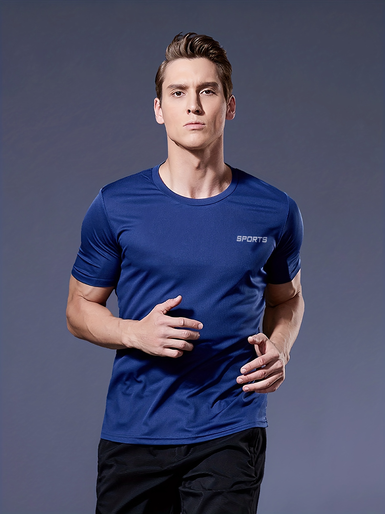 Men's Solid Regular Fit Sports Running T-Shirt