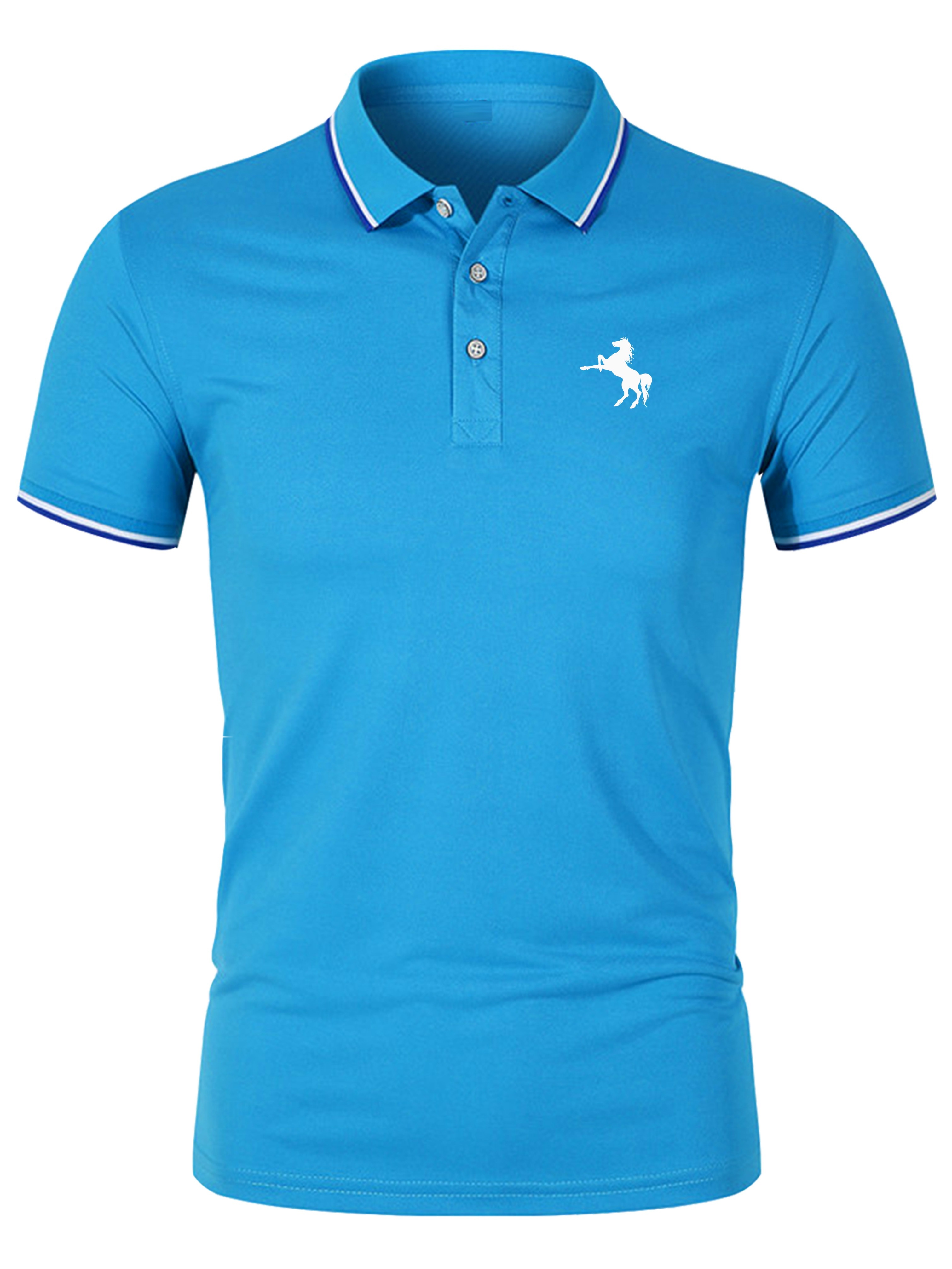 Men's Horse Riding Polo Shirt – Blue - Asphalt blue, Asphalt blue