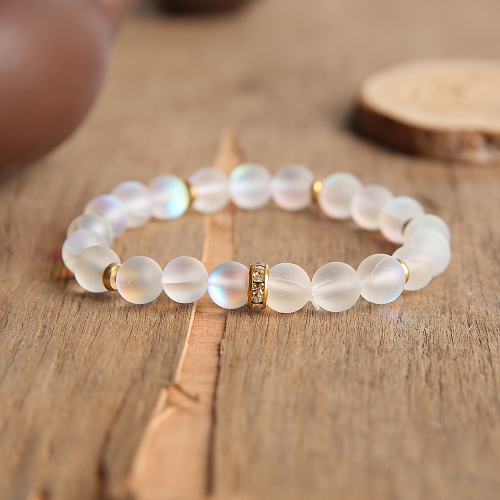 Glitter Stone Moonstone Beads Ladies Bracelet Boho Style - Temu