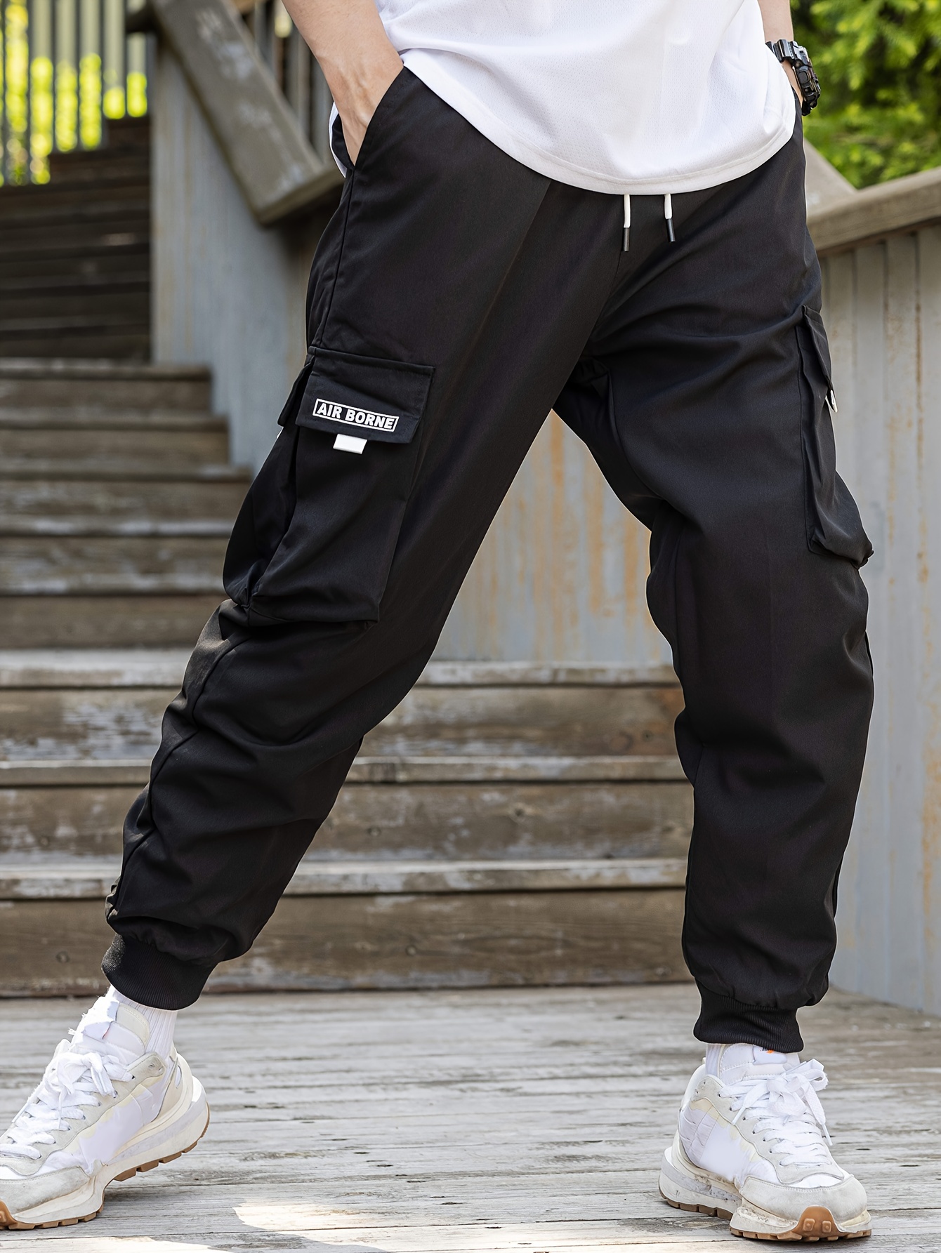 95% Cotton Men's Casual Jogger Pants Cotton Drawstring Basic - Temu