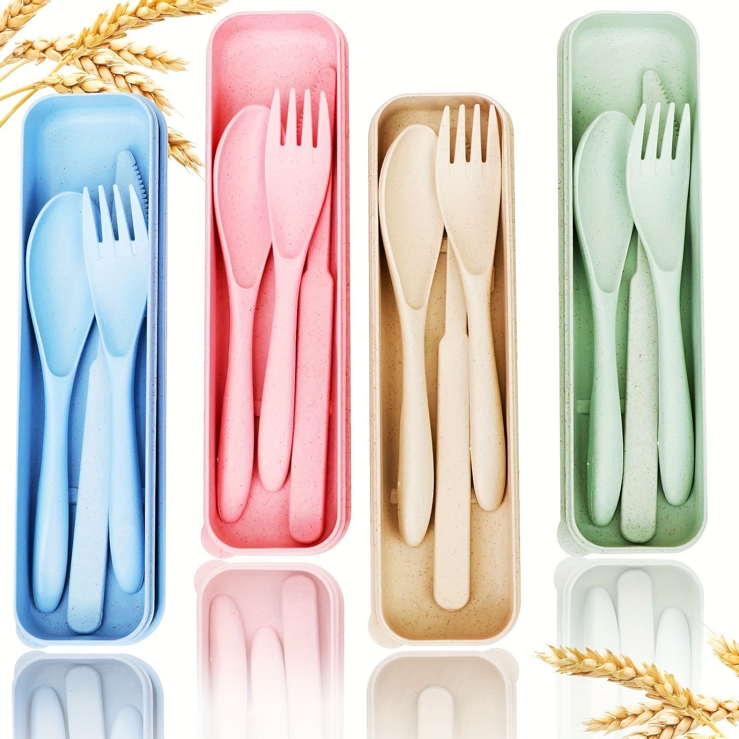 Travel Cutlery Set With Case, Set Of 2 Reusable Plastic Cutlery
