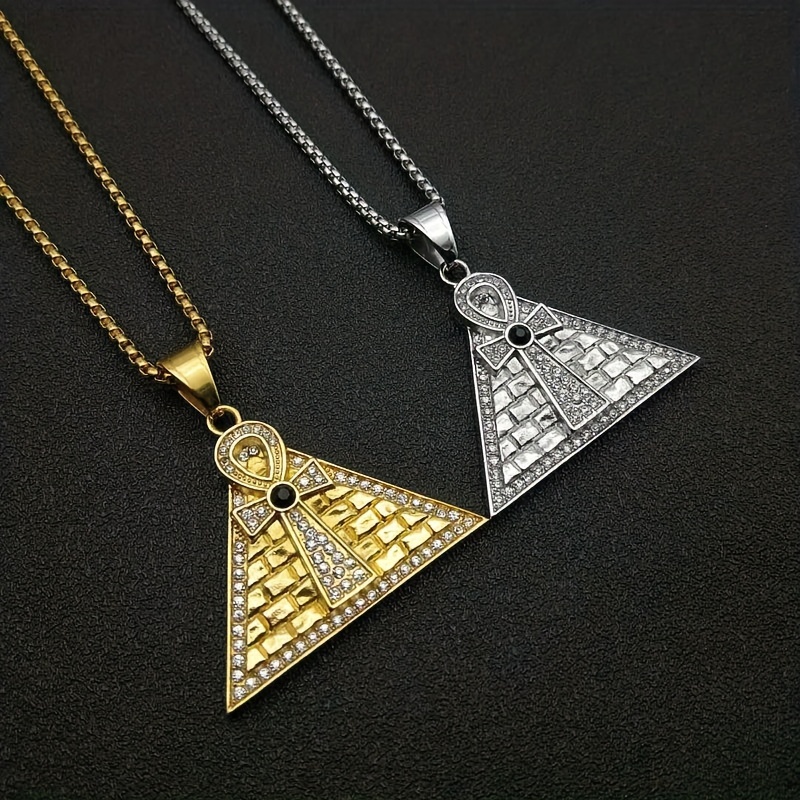 Hip Hop Ancient Egyptian Moissanite Pendant Necklace Chain Punk