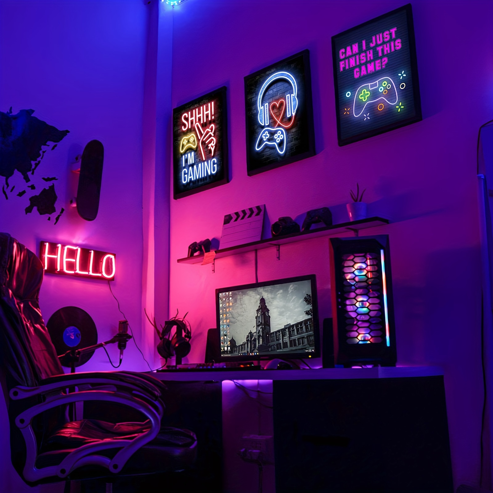 Neon Gamer Quotes Posters Prints Gaming Room Decor Wall Art - Temu