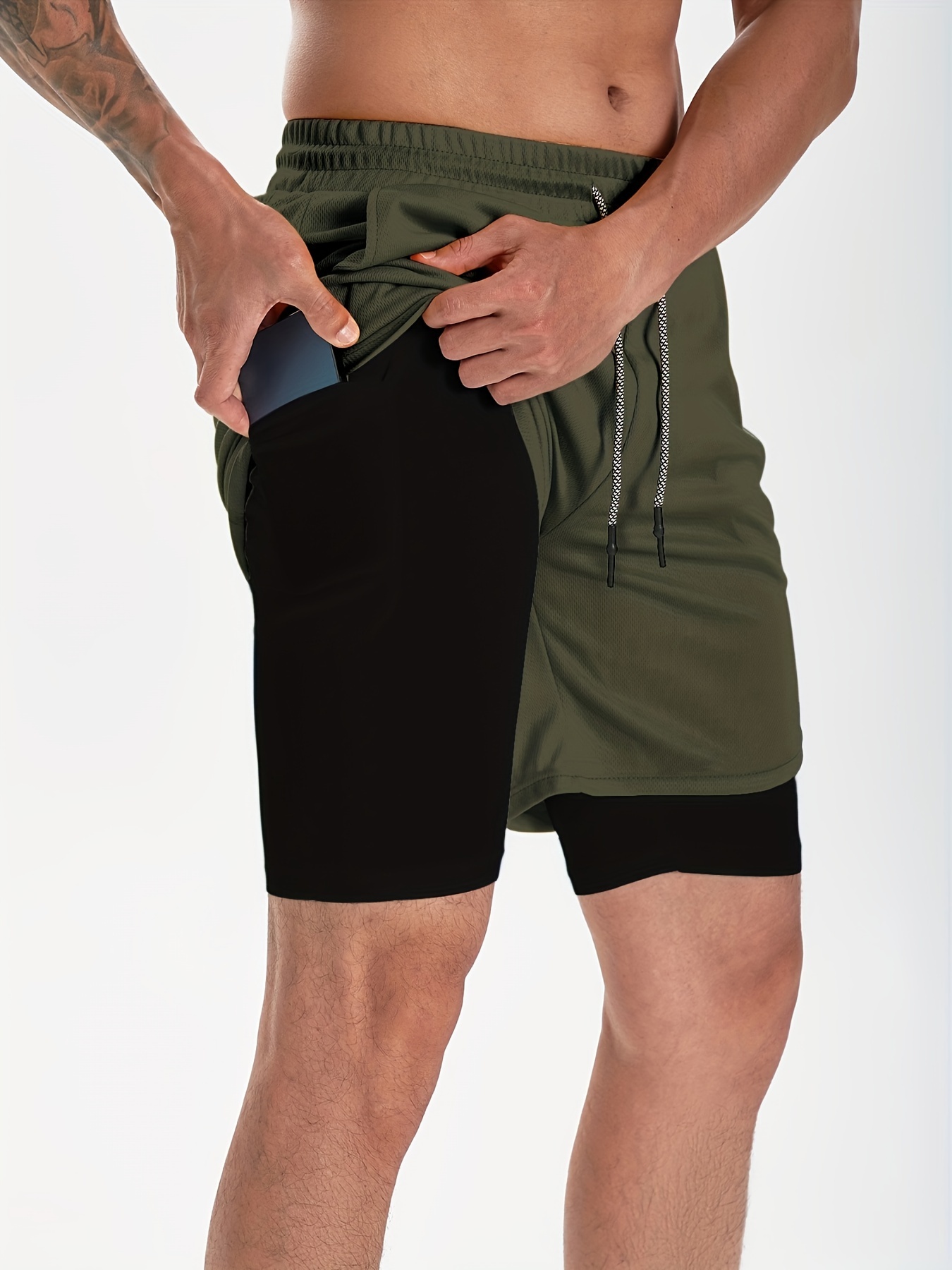 Men's Casual Running Shorts 1 Sports Shorts Phone Pocket - Temu Australia