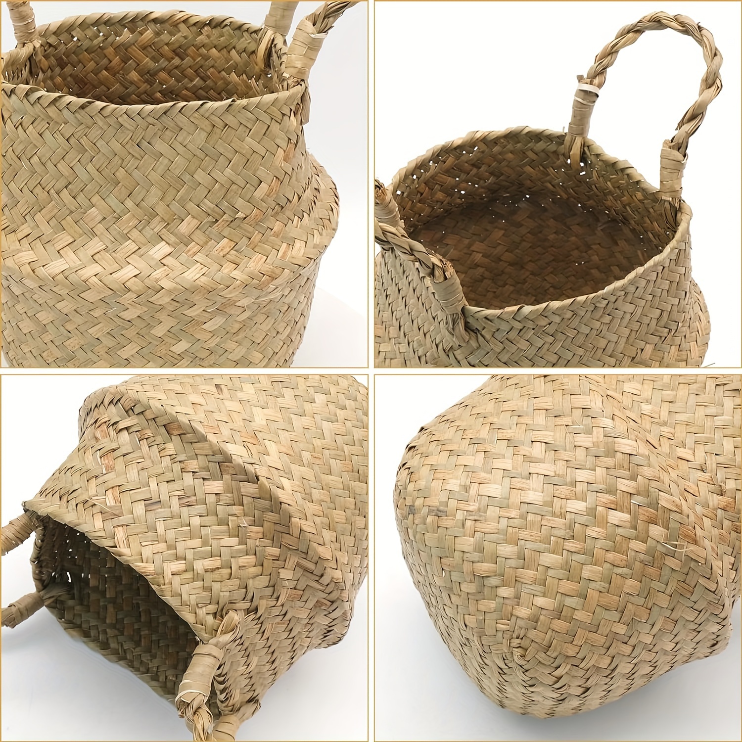 Seagrass Woven Belly Basket Plant Pot Woven Storage Basket - Temu Canada