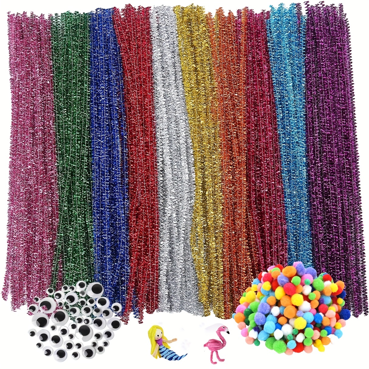 100x Children's Yellow Craft Pipe Cleaners, 6mm or 12mm