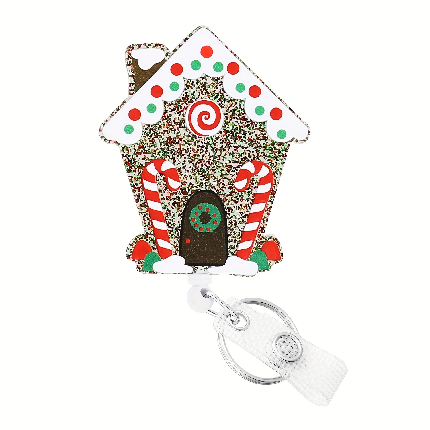 

1pc Christmas House Reel Holder Retractable With Id Clip For Nurse Nursing Name Tag Card Heart Anatomy Nursing Student Doctor Rn Lpn Medical Assistant Alligator Clip Badge Accessories