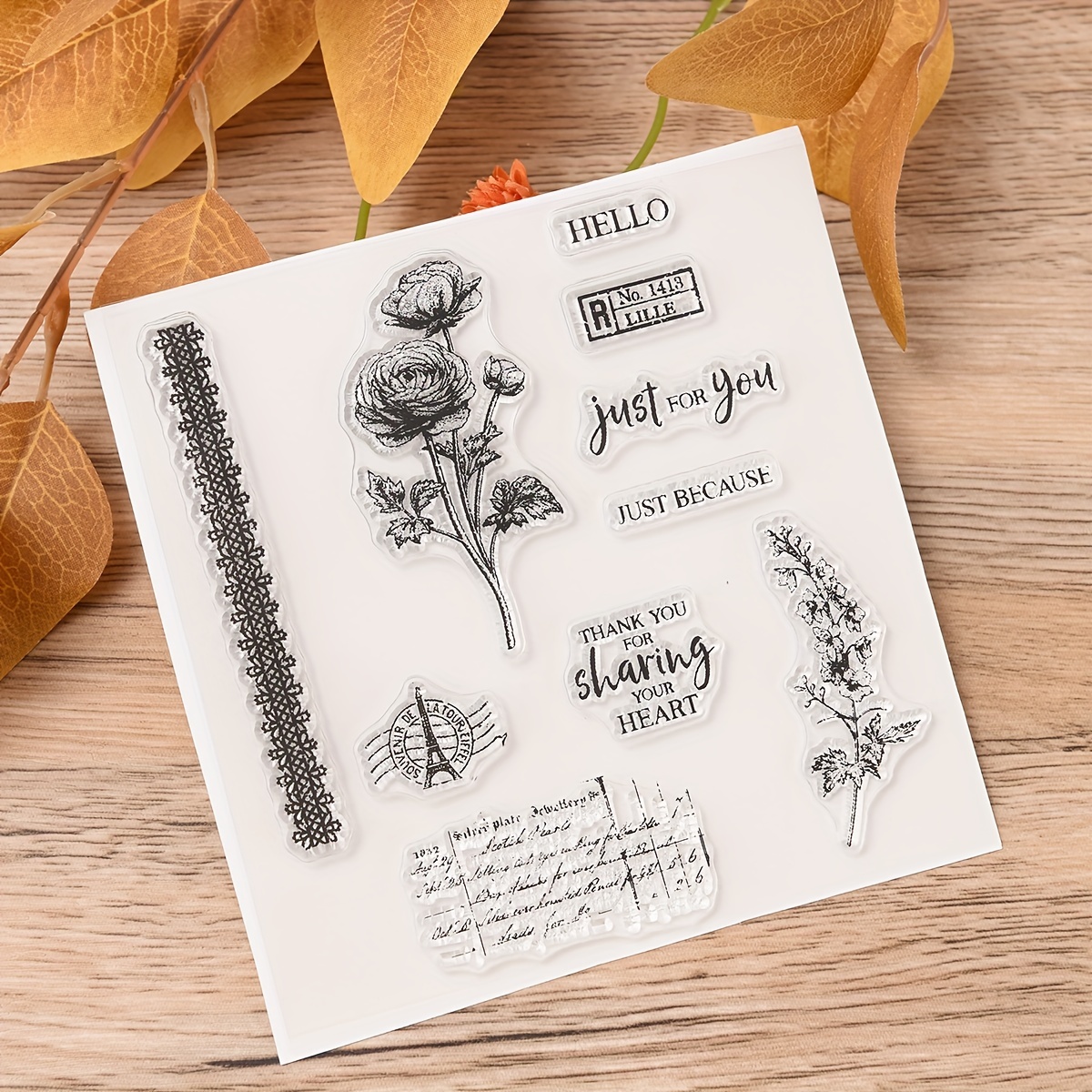 Flower Words Transparent Silicone Stamps Clear Rubber Sheet - Temu