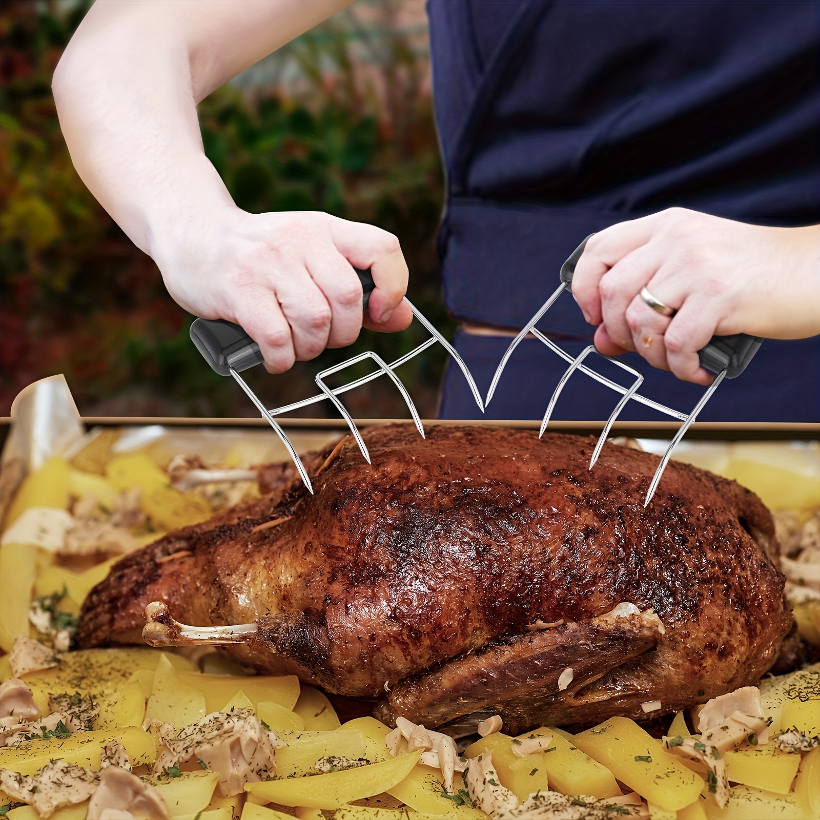 EZ Shredding Claws Stainless Steel Bear Claw Meat Shredders for BBQ. Perfect for Shredding Pulled Pork, Poultry or Just