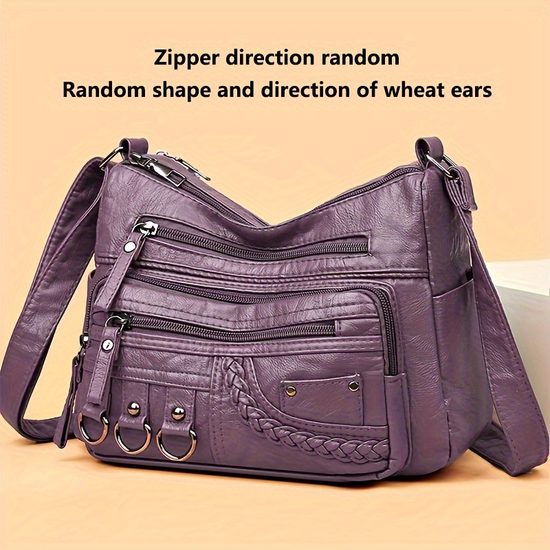Women Bag Pu Soft Leather Shoulder Bag Multi-layer Crossbody Bag