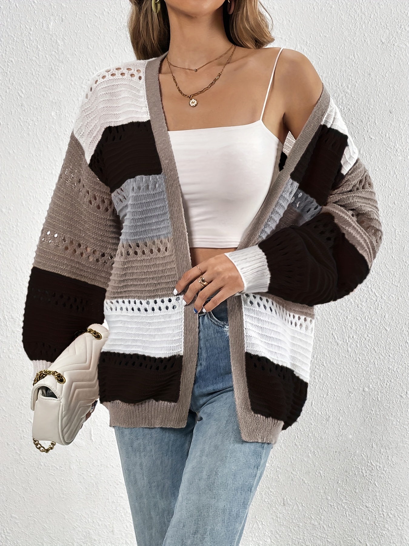 Cut Out Color Block Knit outlet Cardigan