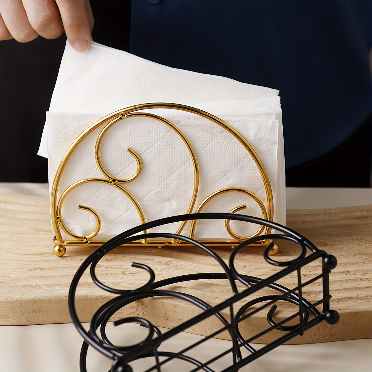Servilletero para mesa, diseño simple de hierro negro, servilleteros para  servilletas de papel, elegante servilletero de papel plano para mesa