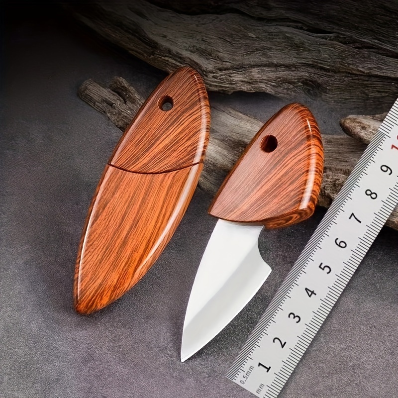 Small Fat Dolphin Knife Mini Pocket Knife Portable Chinese Block Knife Wood  Grain Outdoor Portable Express Short Knife Kitchen Fruit Knife