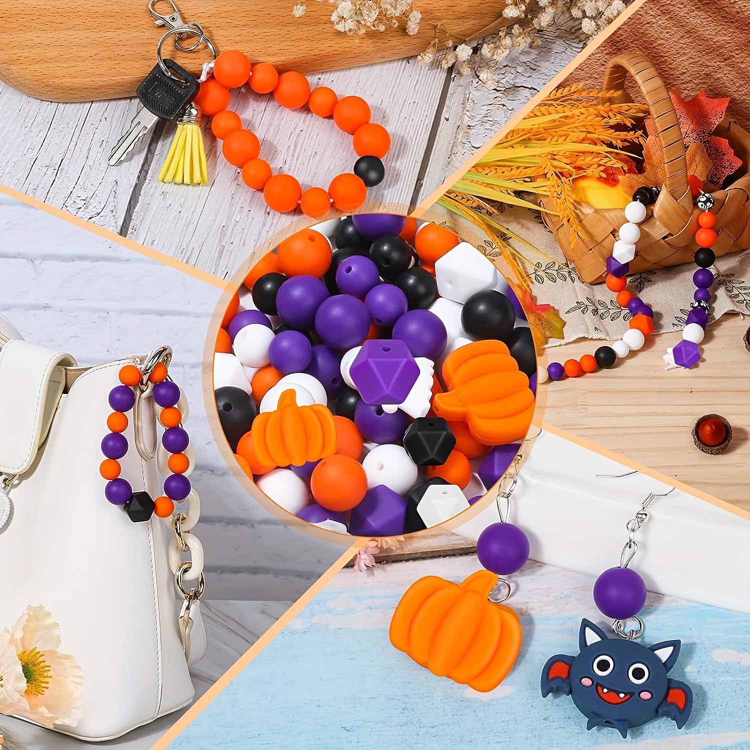 Halloween Silicone Beads Circular Silicone Beads Pumpkin - Temu