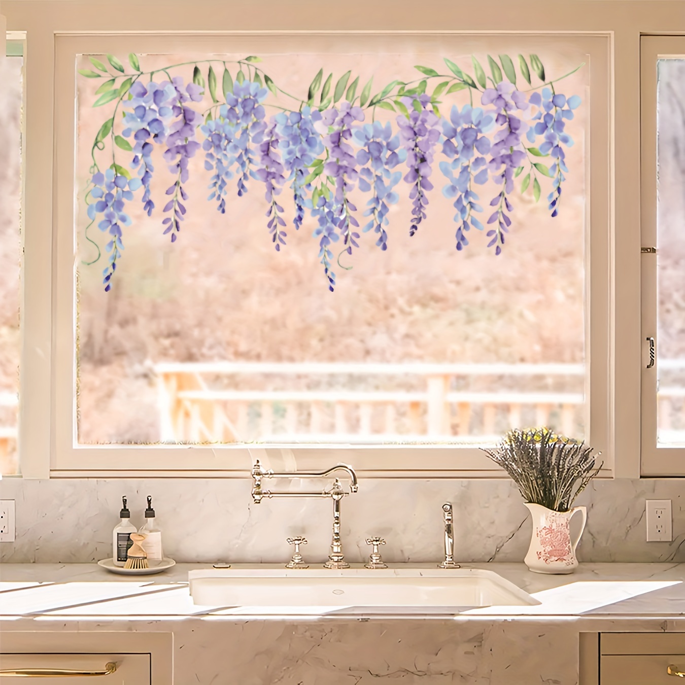 Violet Flower Vine Flower Colorful Electrostatic Glass - Temu